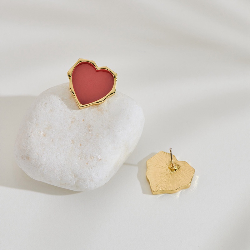 Anting Stud Bohemian Cinta Hati Gaya Jalan Anti Karat Untuk Wanita Lucu Statement Earring Perhiasan Korea