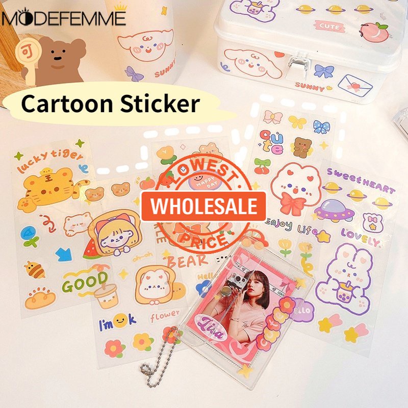 [Harga Grosir] 1pc Alat Tulis Siswa Cangkir Air Pensil Case Stiker Lucu Tanpa Jejak Tahan Air Stiker Hias Kartun Stiker Buku Besar PVC Transparan