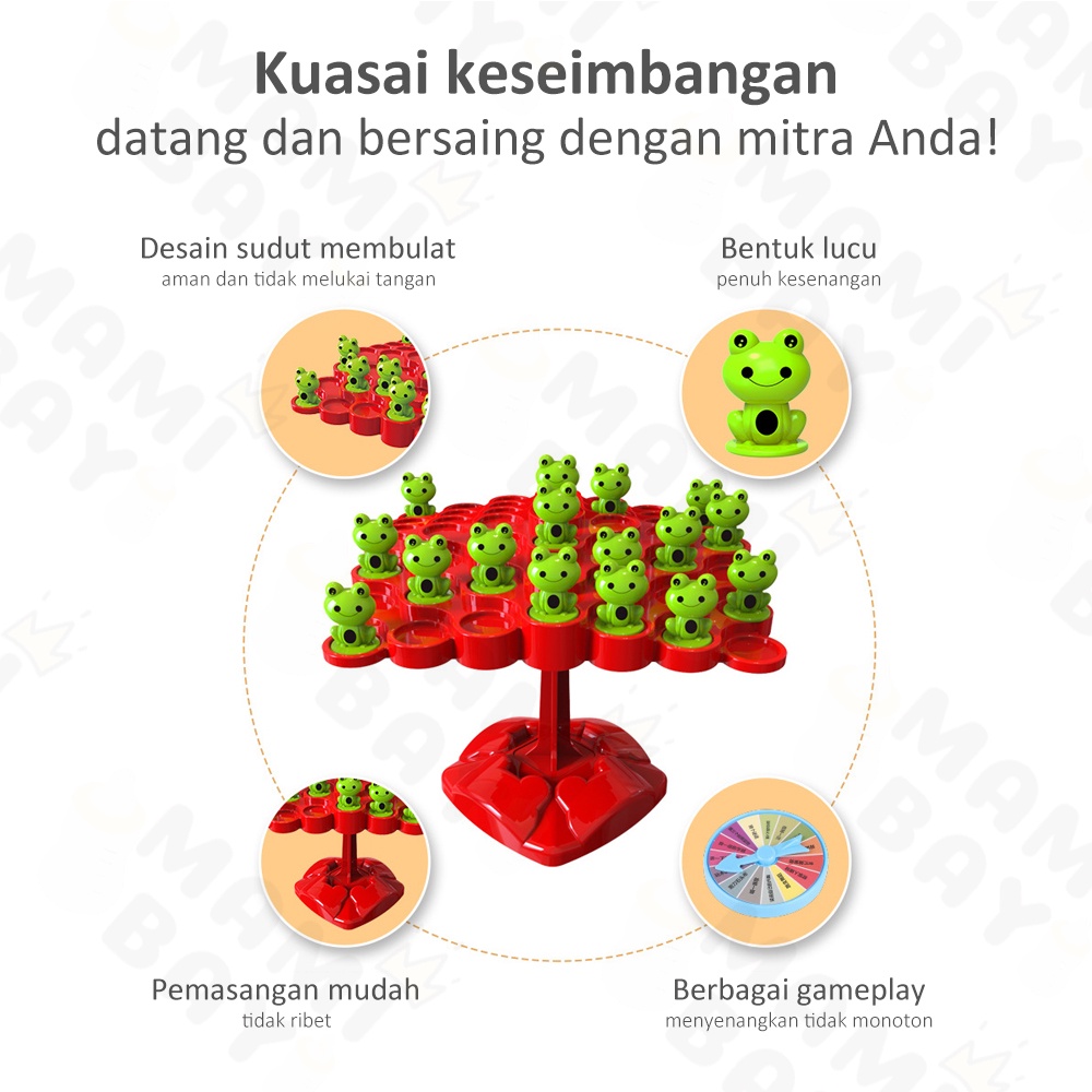 Mamibayi Mainan Edukasi Anak pohon keseimbangan katak permainan interaktif board game