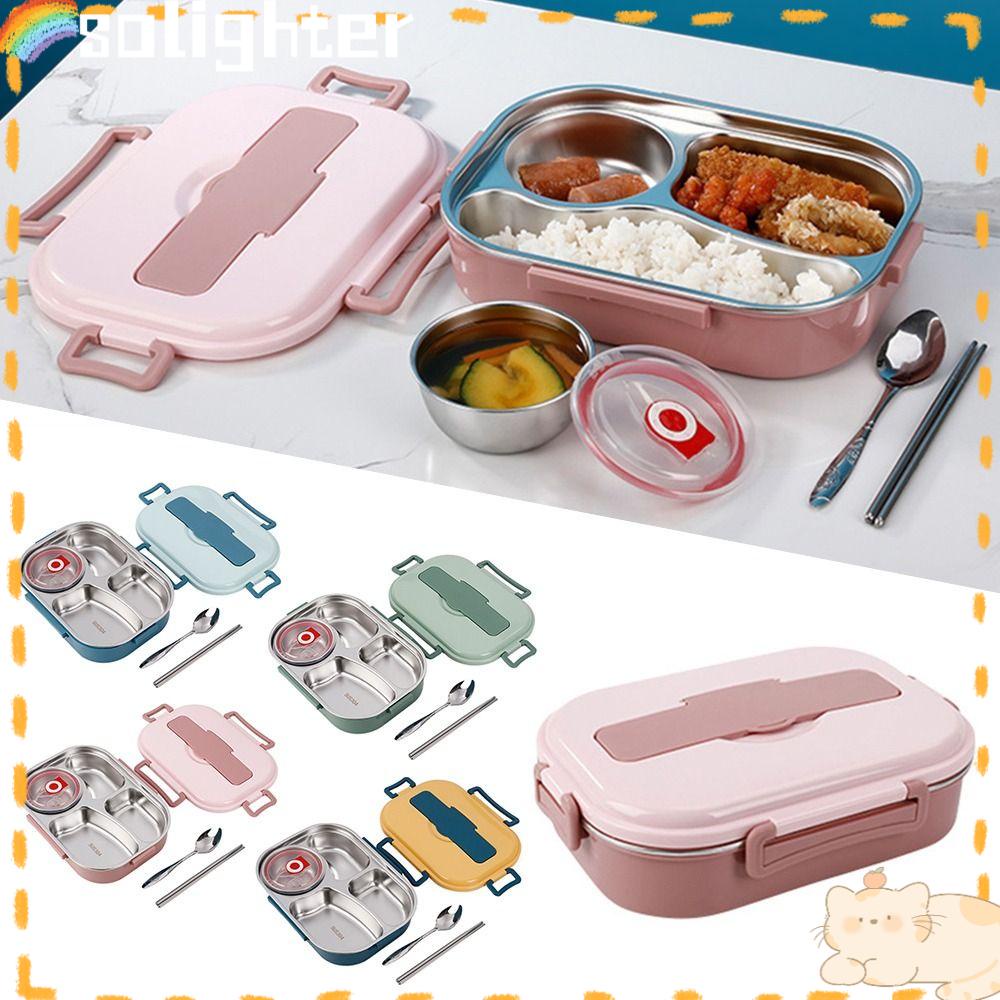 Solighter Lunch Box Portable Outdooor 304stainless Steel Kapasitas Lebih Besar Stainless Steel Liner Untuk Kerja Sekolah