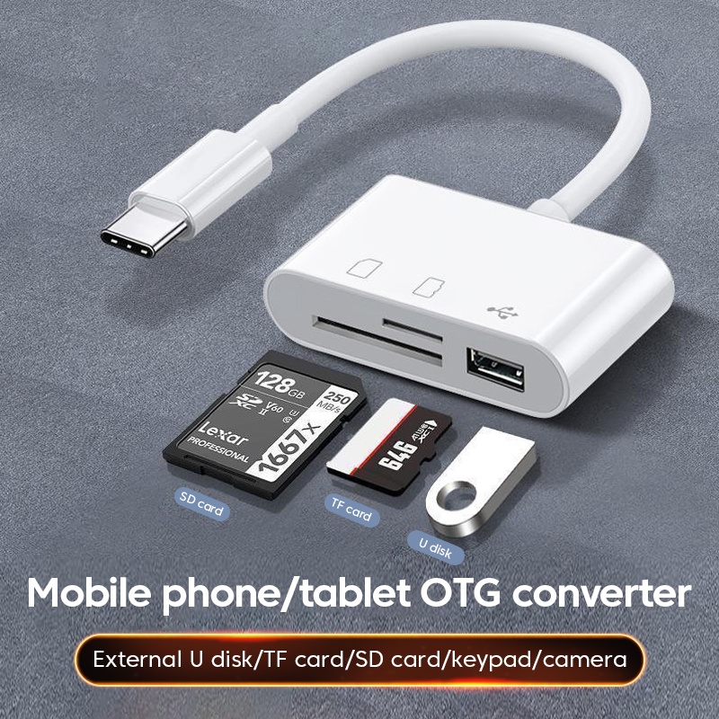 Memory Card Reader 3in1 SD TF/Adaptor Pembaca Kartu USB Tipe C Untuk Komputer Handphone