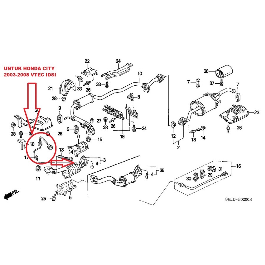 Sensor oksigen belakang honda jazz 2004 2005 2006 2007 sensor oksigen belakang city 2003 2004 2005 2