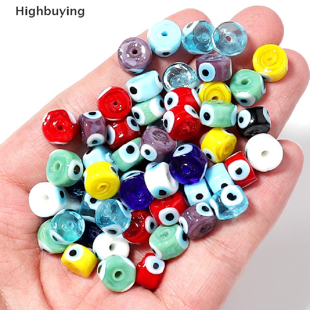 Hbid 10pcs Manik-Manik Eropa Lampwork Murano Mix color Glass Evil Eye Beads Cocok Charm Gelang Untuk Wanita Membuat Perhiasan DIY Glory