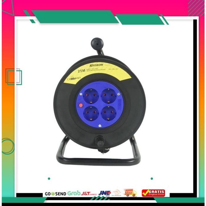 Kabel roll 25 meter krisbow original /kabel gulung 4 soket