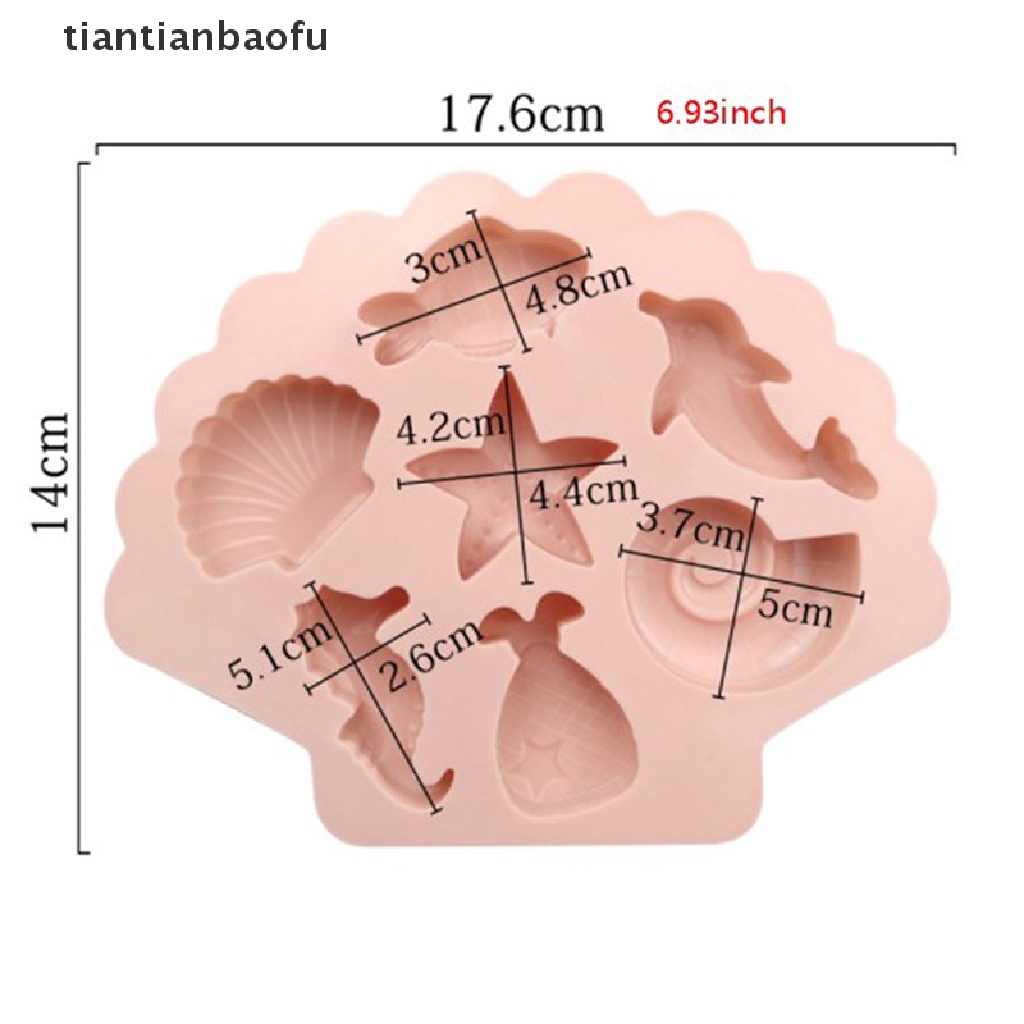 [tiantianbaofu] Sea Creatures Silicone Molder Fondant Baking Kue Coklat Resin DIY Cetakan Ikan Butik