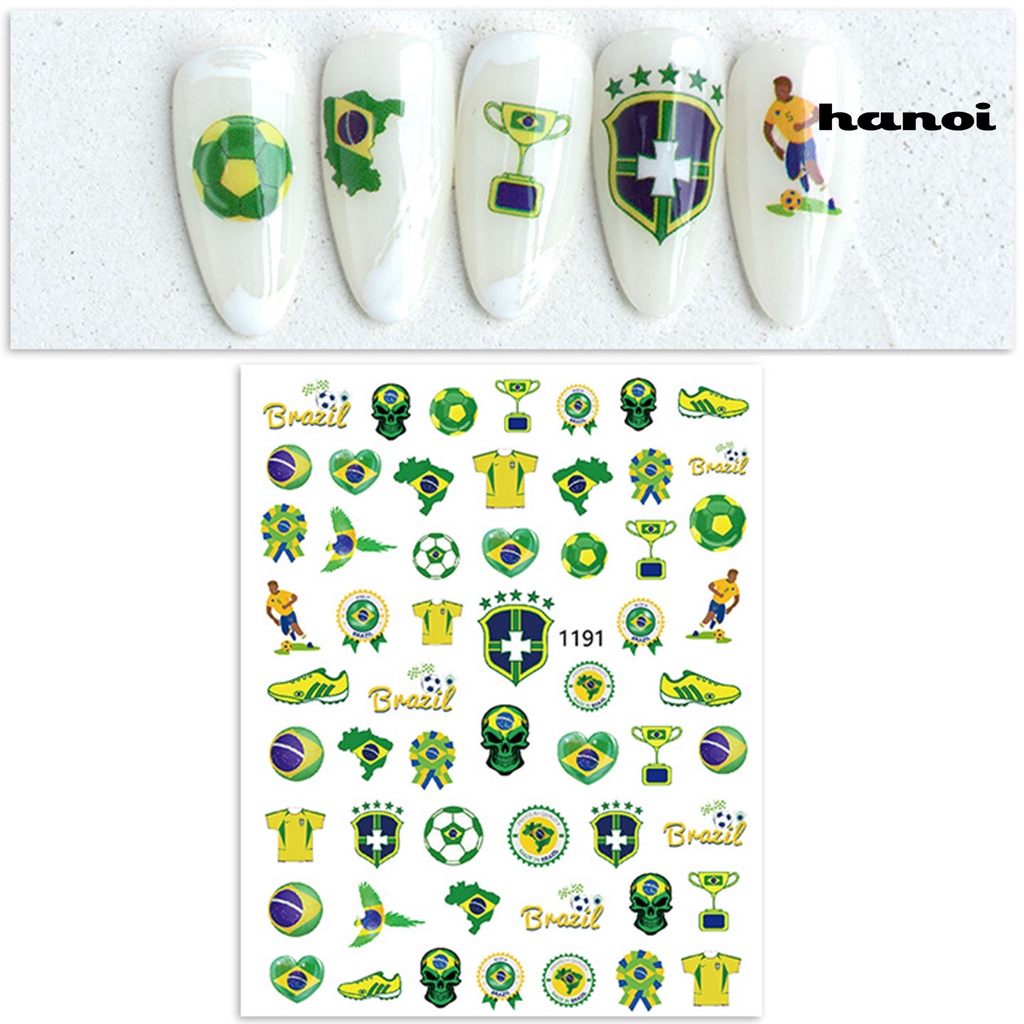 Hi Stiker Kuku Pola Indah Warna Hidup Perekat Diri Kuat Lengket Yang Dapat Dilepas Dekoratif Ultra-Tipis Gaya Sepak Bola DIY Mudah Mengelupas Kuku Stiker Perlengkapan Kuku