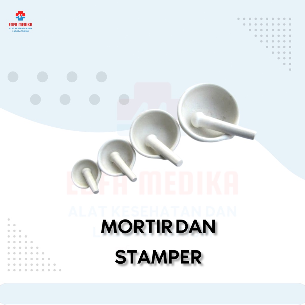 Alat Penggerus Obat (Mortir) dan Stamper berbagai ukuran