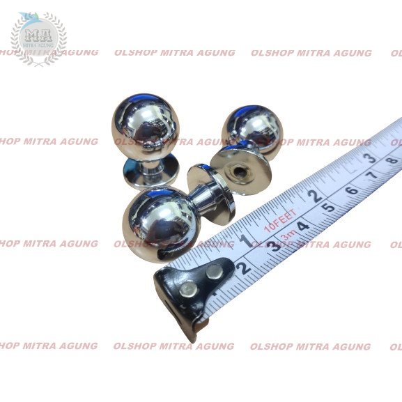 OLS Handle Tarikan Laci Bulat Knob Tarikan Laci Knop Bulat Chrome 1 Inch MA