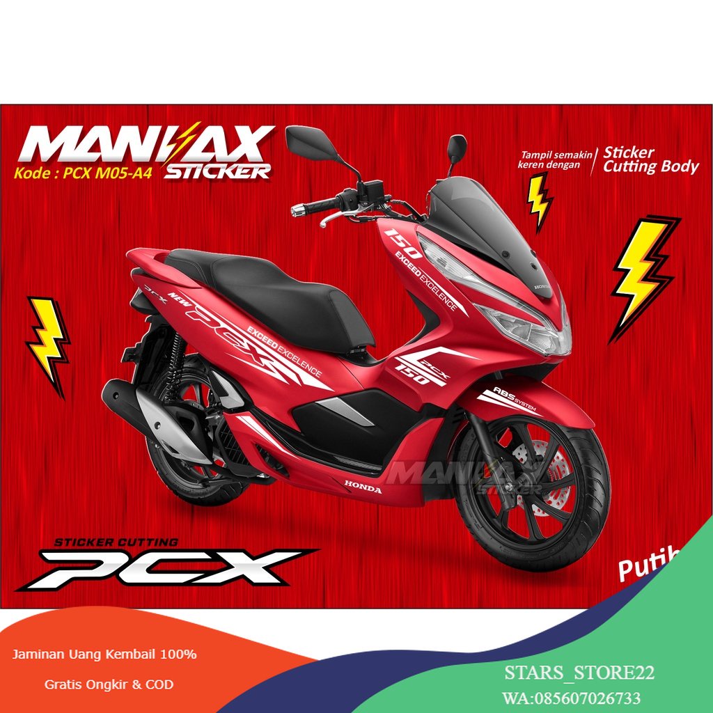 STRIPING CUTTING STIKER HONDA PCX 160 PCX 150 DESAIN 2023 SPORTY Putih   Honda      Putih  Aksesoris