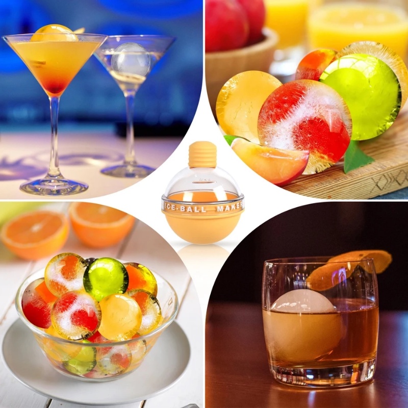 Cetakan Ice Ball Kreatif/Whiskey Spherical Ice Cube Light Bulbs Cetakan Es/Alat Pembuat Es Batu Bola Silikon Food Grade Bar Tools