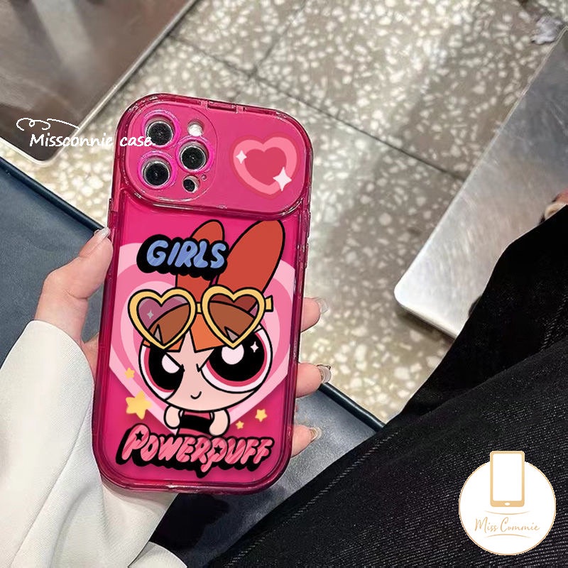 IPHONE Kartun The Powerpuff Girls Case Kompatibel Untuk Iphone11Xr 7 8 14 Plus 11 14 13 12 Pro MAX X XS MAX SE 2020 Ins Kreatif Flip Make Up Cermin Shockproof Lembut TPU Cover