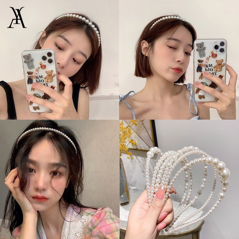 AY(CN) Headband Mutiara Gaya Korea Untuk Aksesoris Rambut Wanita