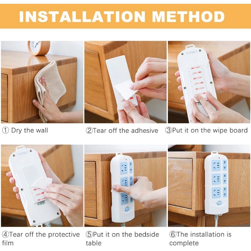 Self-adhesive Desktop Socket Fixer Traceless Punch Free Row Plug Holder Dinding Dipasang Power Strip Pemegang Kabel Organizer Multifungsi Aksesoris Penyimpanan Rumah