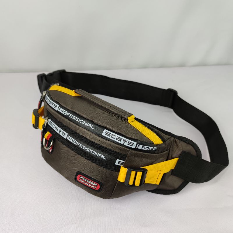 TAS PRIA Waistbag Tas Selempang Pria Terbaru Bahan Nylon Waterproof Original Polo Amstar IV