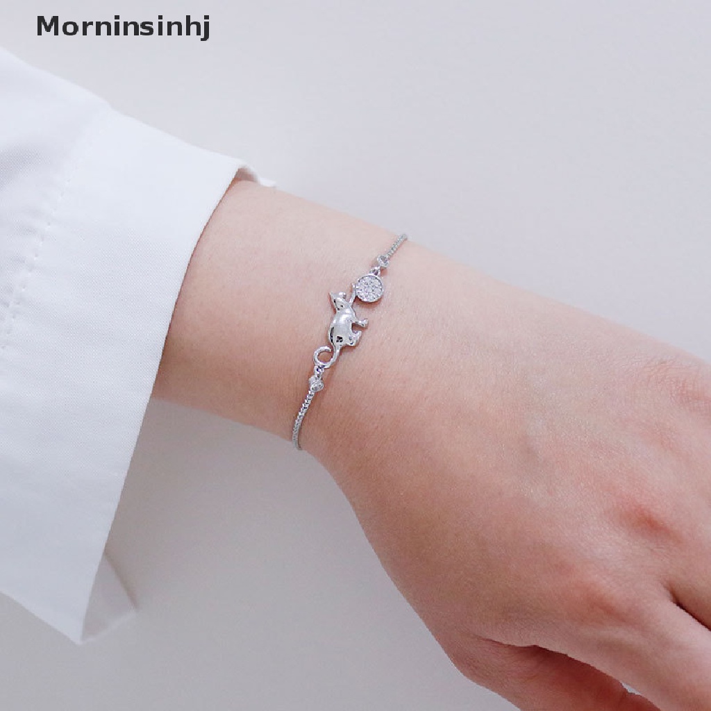 Mornin Gelang Charm Bola Kucing Kristal Cubic Zirconia Trendy Untuk Wanita Perhiasan Simple id