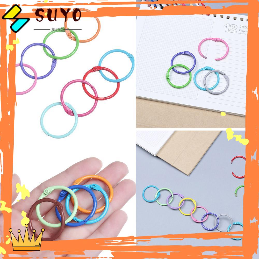 Suyo 10PCS Gantungan Kunci Logam Perlengkapan Kantor Sekolah Kerajinan DIY Metal Binding Book Hoops