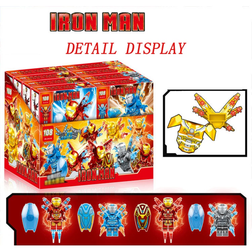 Iron Man Marvel Series Hulk Armor Mark Steel Armor Display Box Dekorasi Desktop Rakitan Blok Bangunan Mainan