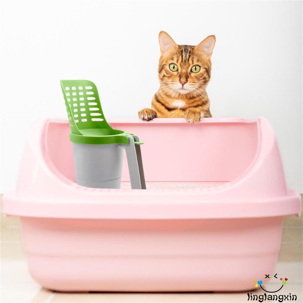 Llx-cat Litter Scooper with Holder Sekop Ayakan Kotoran Portabel Dengan Wadah Sampah Alat Pembersih Hewan Peliharaan