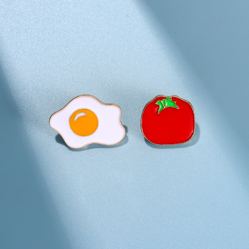 Telur Tomat Enamel Pin Mini Makanan Sayur Bros Lencana Kerah Ransel Pakaian Perhiasan Hadiah Untuk Teman Anak