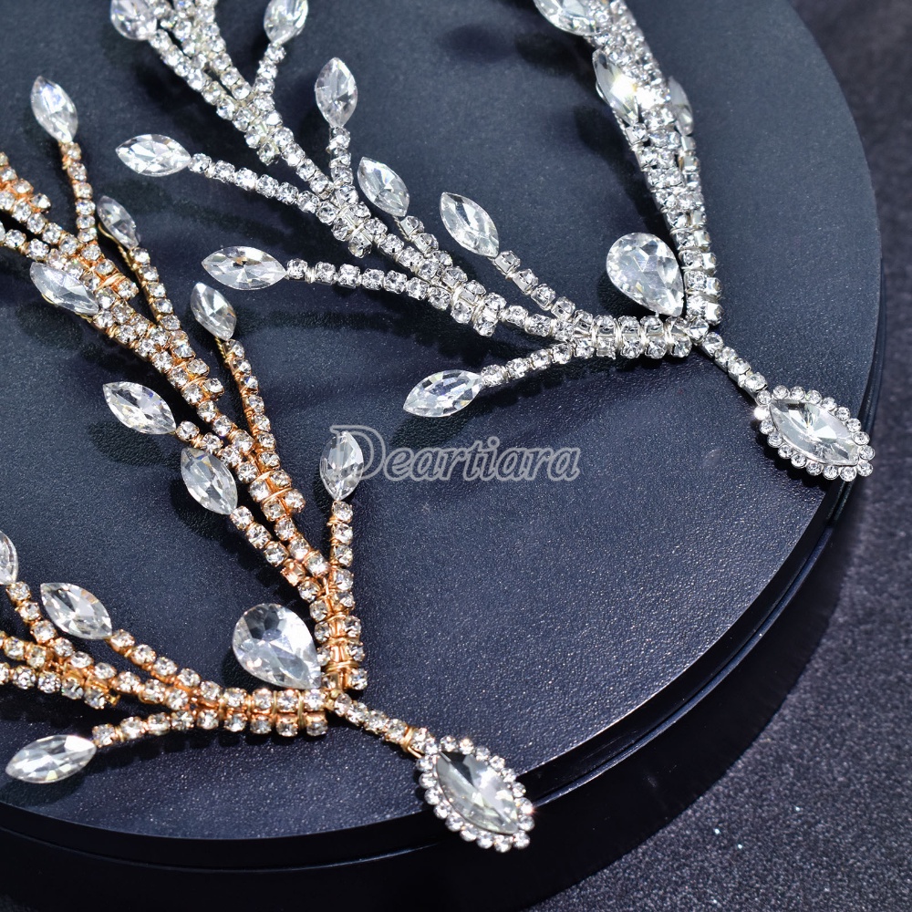 Fashion Bridal Headwear Berlian Imitasi Kepala Rantai Aksesoris Gaun Pernikahan Rambut Band Handmade Liontin Rantai Rambut Band