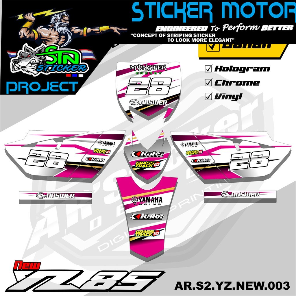 Yz85 Stiker Striping Motor TRAIL YZ85 NEW - Stiker Trail Bebek Yz 85 New Variasi Hologram AR.S2 03
