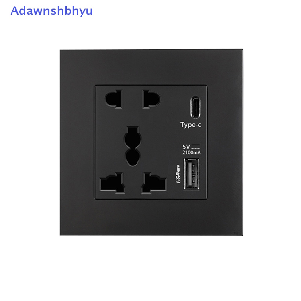 Adhyu Power 2100MA Stop Kontak USB Panel Kaca Kristal 13A UK Wall Type C Interface Socket ID