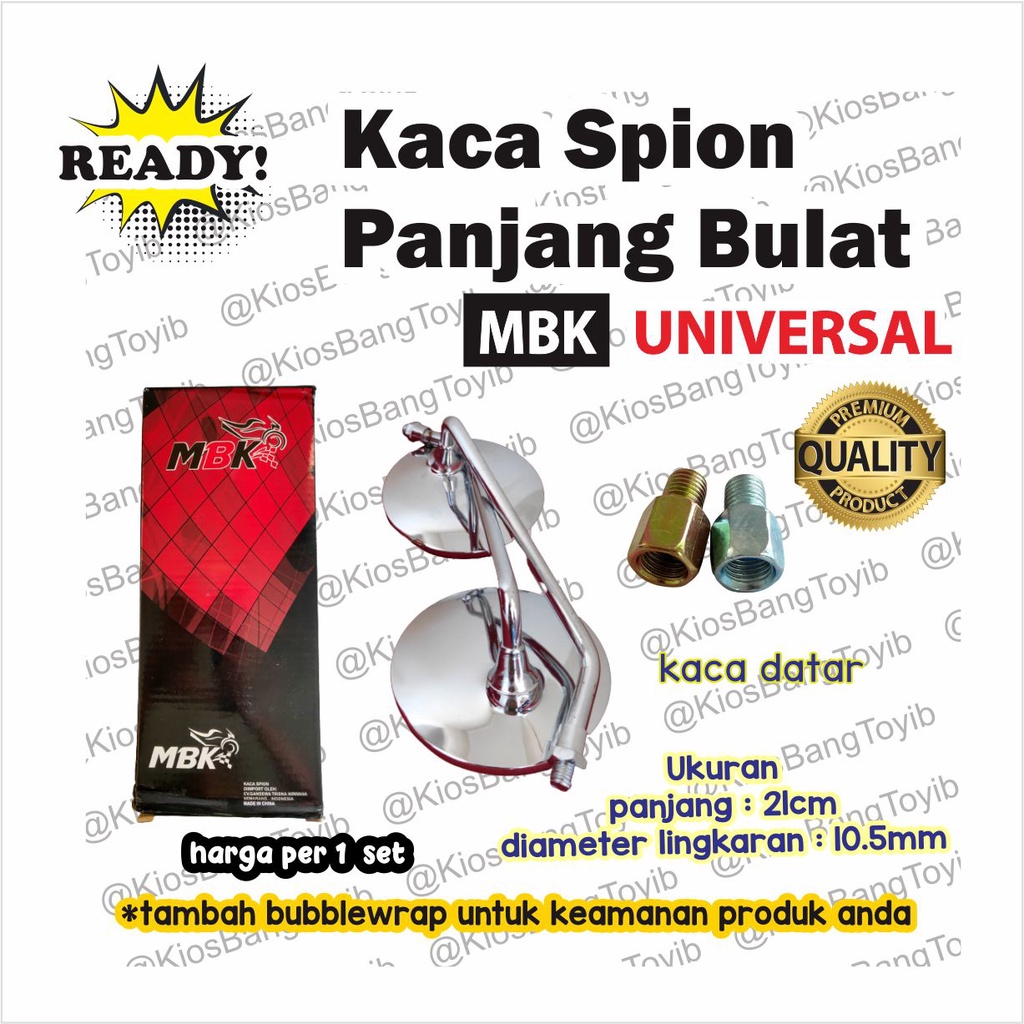 1set Spion Retro Bulat Gagang Panjang Vespa Universal Chrome (MBK)