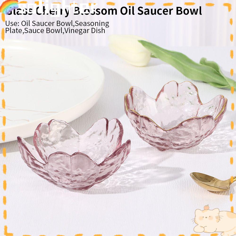 Solighter Cherry Blossom Oil Saucer Bowl Dekorasi Rumah Seni Kerja Wadah Penyimpanan Gadget Cuka Piring Perlengkapan Dapur Piring Kaca Kecil