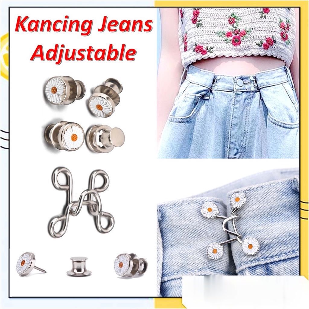 Kancing Jeans Logam Simple Adjustable Motif Bunga Daisy Kait Pengecil Lingkar Pinggang Celana Kancing Celana Jeans Model Bisa Dilepas Detachable Waist Button Murah Import