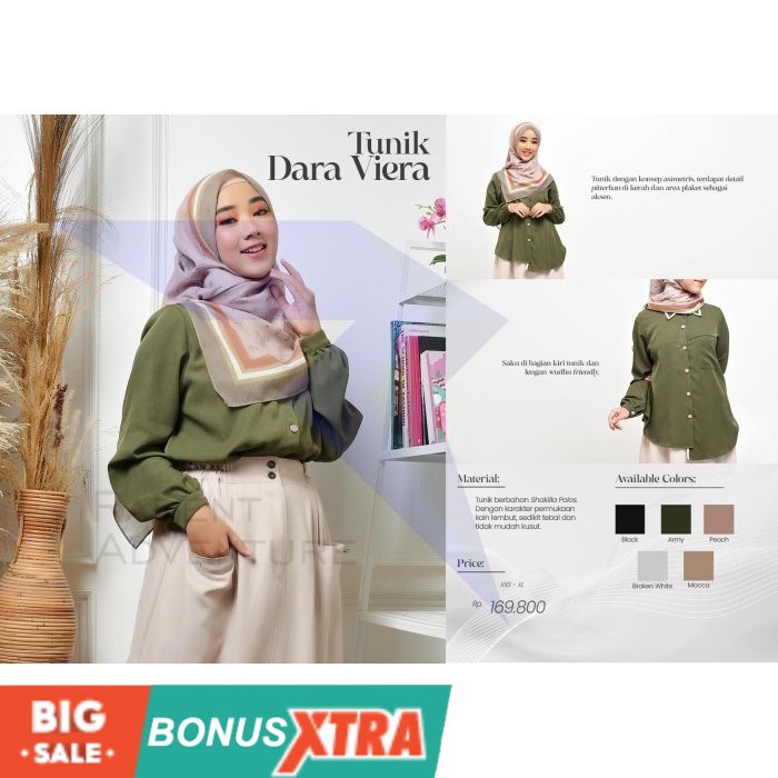 DIskon Atasan Rabbani TUNIK DARA VIERA Original Shakila Polos Lembut ORI