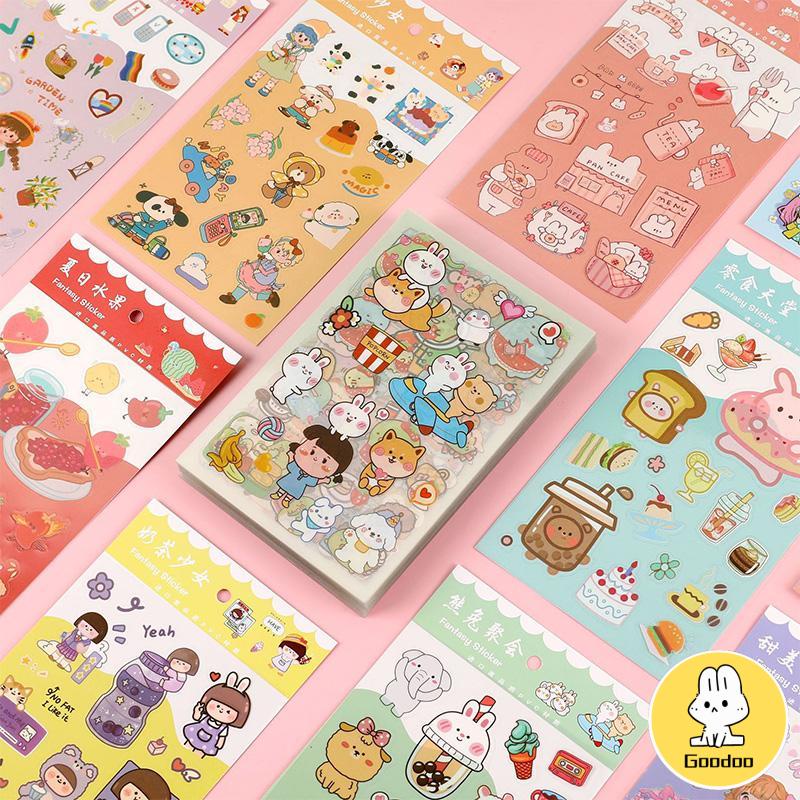 6pc Stiker Cute Cartun Lucu Food Pet Diy Diary Jurnal Palnner Deco Hias -Doo