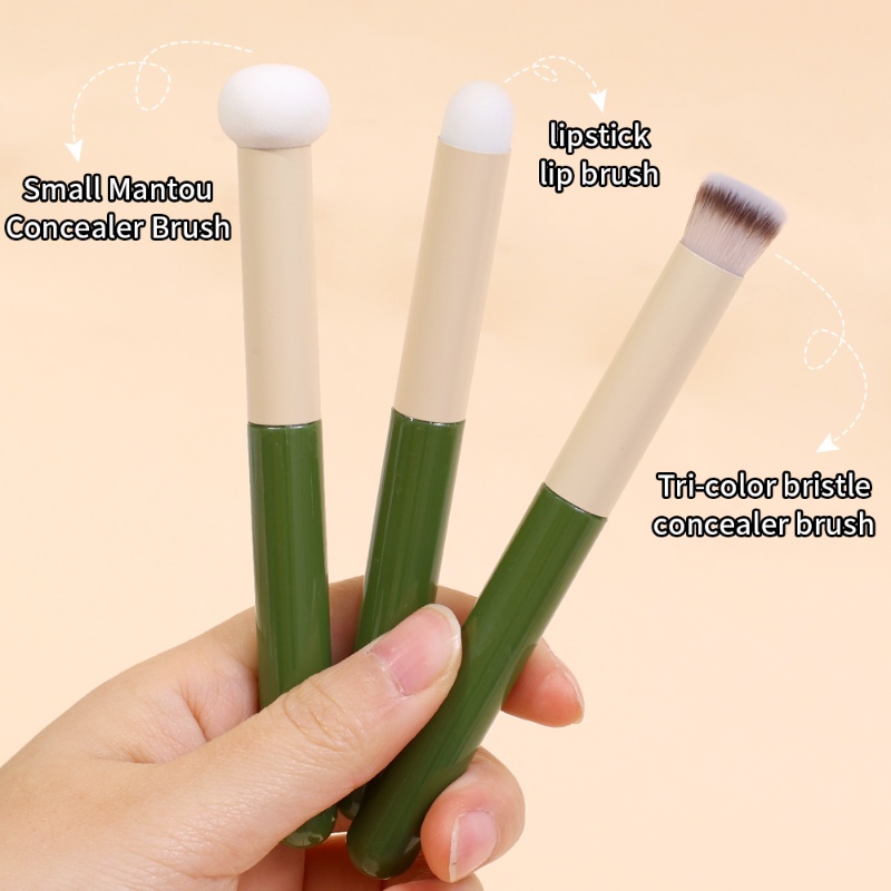 Hijau Kecil Mantou Concealer Brush Spons Kepala Lembut Rambut Brush Makeup Bedak Foundation Halus Concealer Blending Brush