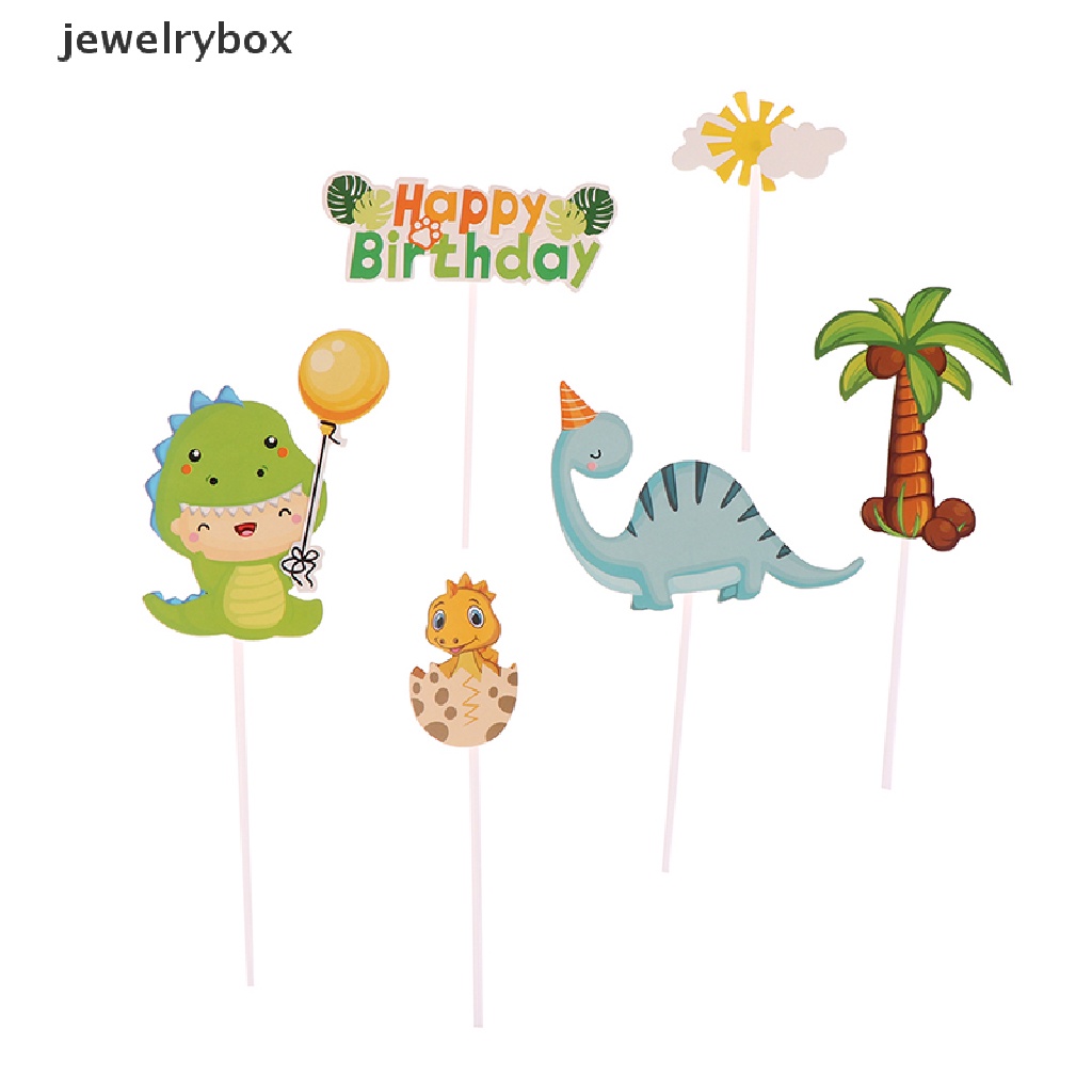 [jewelrybox] 1set Topper Kue Ulang Tahun Dinosaurus Hutan Dekorasi Kue Dino Perlengkapan Pesta Butik