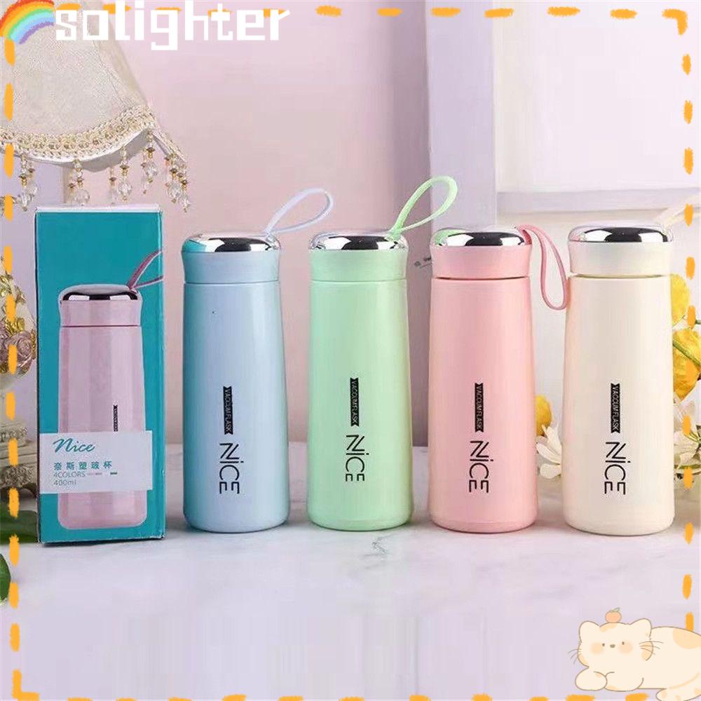 Solighter 400ml Gelas Kaca Botol Air Portable Anti Jatuh Water Cup