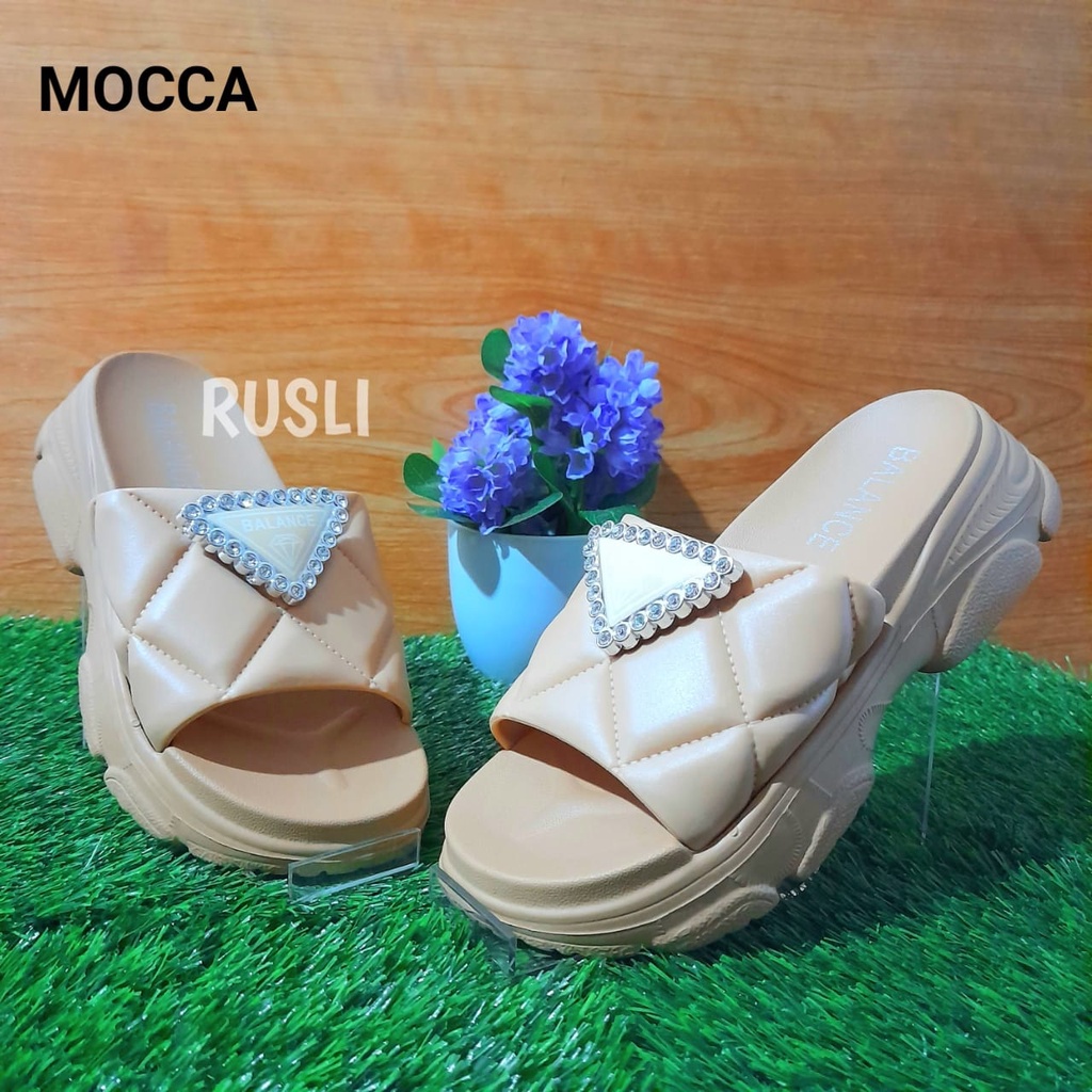 (COD) Sandal Selop Wedges Diamound Premium Jelly Import Balance 2032