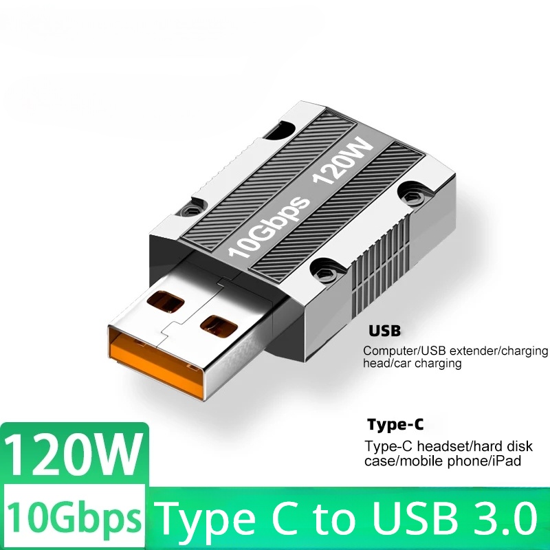 Adaptor Quick Charge Tipe C Ke USB 3.0 120W/adaptor/Converter Transmisi Kecepatan Tinggi 10Gbps Untuk Tablet &amp; Ponsel/3C Aksesoris