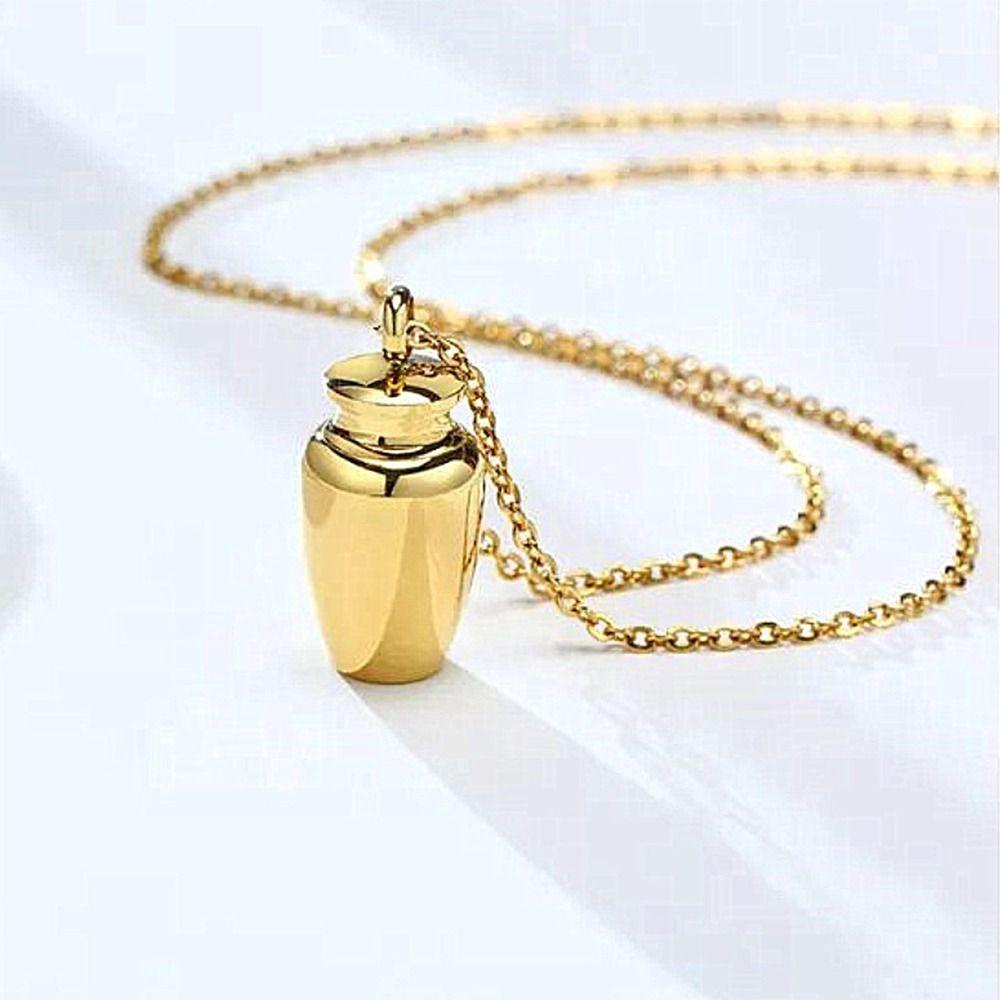 R-flower Wishing Bottle Necklace Fashion Stainless Steel Pesona Keberuntungan Bentuk Oval Toples