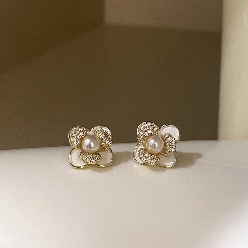 Camellia Earrings Ear Studs S925 Perak Aksesori Perhiasan Telinga Untuk Wanita Perempuan