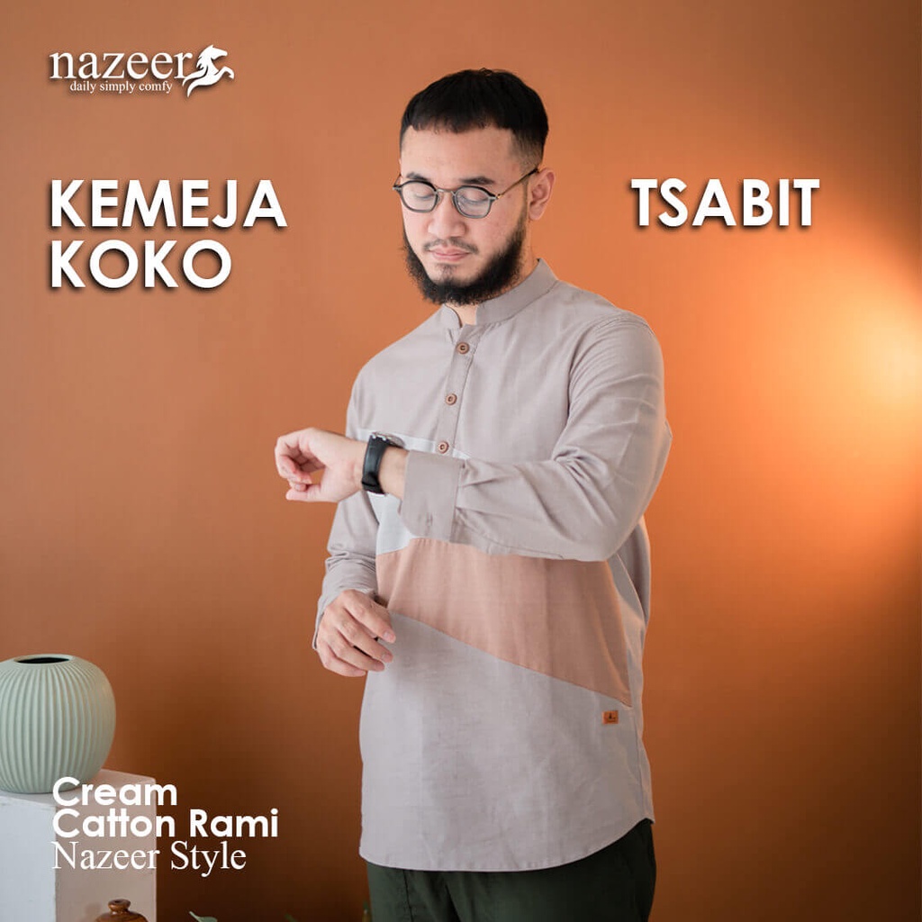 NAZEER Kemeja Koko Pria Dewasa Kemko Kasual Motif TSABIT