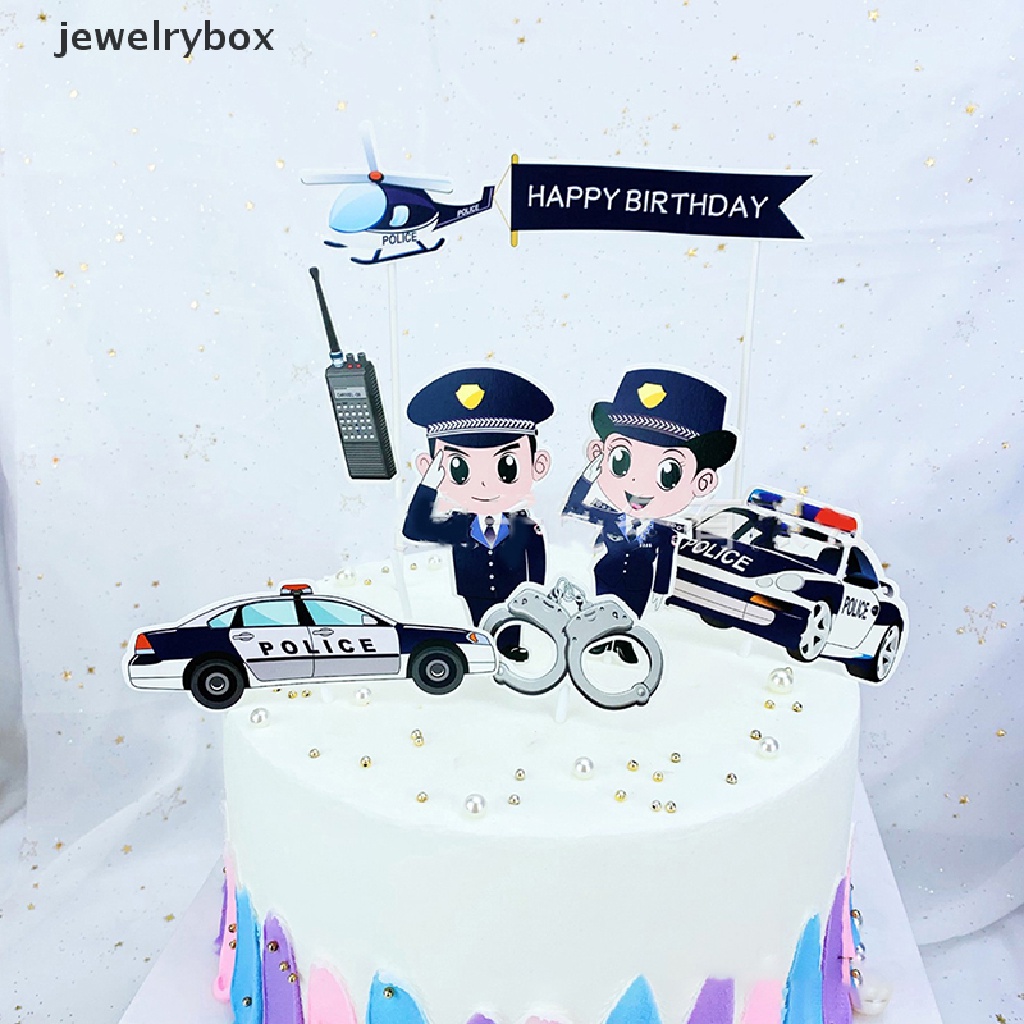 [jewelrybox] Precut Kartun Polisi Mobil Pesawat Ulang Tahun Cupcake Toppers Dekorasi Butik