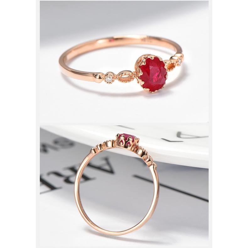 Goldkingdom Fashion Perhiasan Aksesoris Ready Stock Niche Desain Berlapis Sterling Silver 14K Rose Gold Oval Halus Kecil Segar Gaya Agete Jepang Cincin Cincin Perhiasan