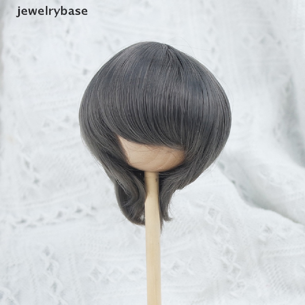 [jewelrybase] 1per3boneka Wig Pendek Lurus Rambut Lingkar Kepala 21.5-23cm Aksesoris Boneka Butik