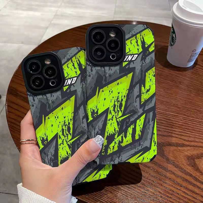 【Lamb Skin】City Boy flaw Soft Case for IPhone 6S 7 Plus 8 Plus X XS XR XS Max 11 13 12 14 PRO Max 14 Plus 12 13 Mini Camera Protect Fluorescent Green