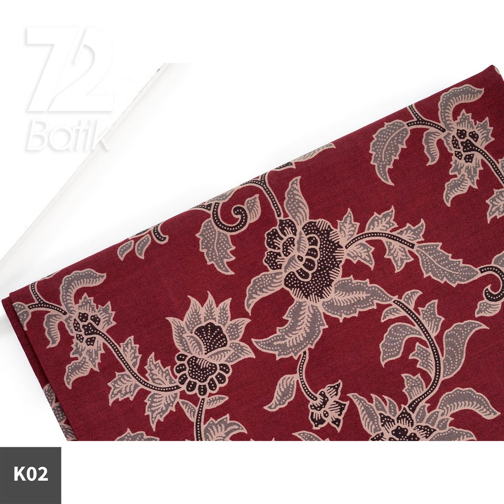 KAIN BATIK PREMIUM Katun Motif Kembang Tulip Warna Merah 723330 Cap 72 Jarik Jarit Samping Kebat Panjang Batik Katun Modern Premium Bahan Seragam Batik Pernikahan Kantor Keluarga Murah Kamen Jadi Batik Bali Lembaran