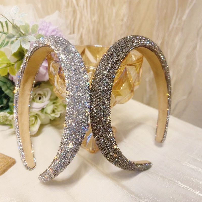 Bando Korea 2.5cm Impor dengan Aksen Kristal Permata Lucu Korean Crystal Headband Aksesoris Wanita