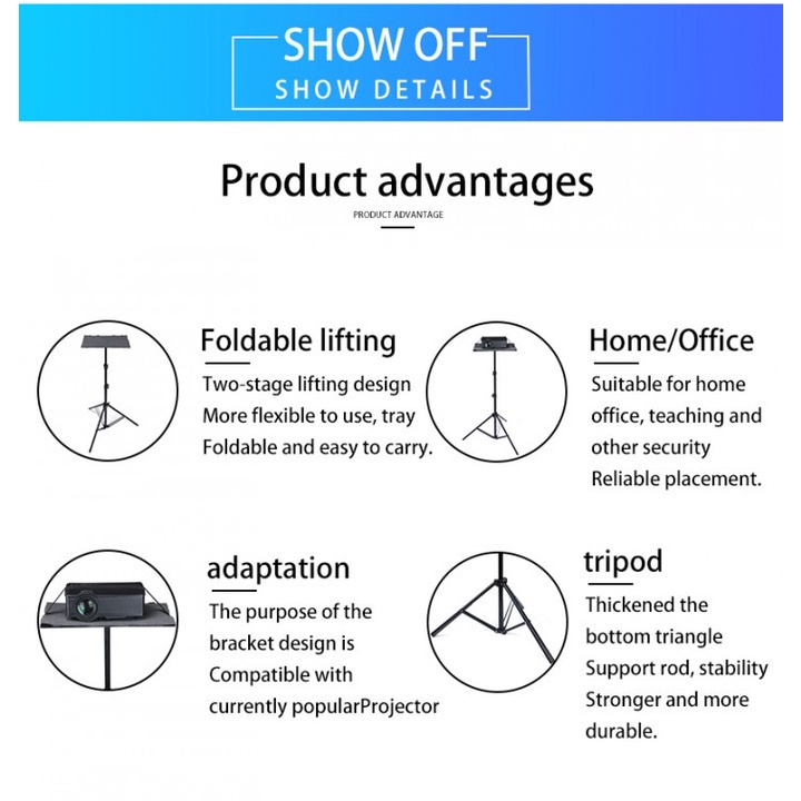 120 Tripod Lipat Multifungsi untuk Laptop dan Proyekor - Max 175cm