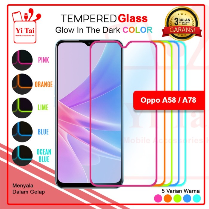 YI TAI - Glow In The Dark Tempered Glass Oppo A58 5G Oppo A78 5G