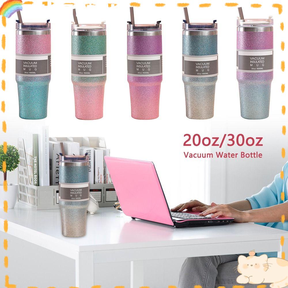 Solighter Botol Air Minum Portable Double Layer Straw Lid Insulated Cup