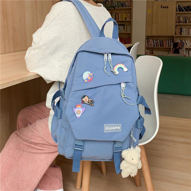 GROSIRTAS LV0260 Tas Ransel Wanita Kanvas Kujiapin Import Backpack Free Boneka Dan Pin Sticker