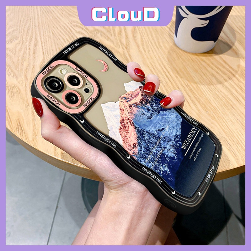 Pemandangan Wavy Edge Couple Case Redmi Note9 10s 11 10 11s 8 11Pro 9s 10Pro Max Redmi 9a1 10A 10C 9A 10 9T A1+9C NFC POCO X3 NFC Pro M3 Mi 11T Pro Snow Mountain Sunset Soft Sarung